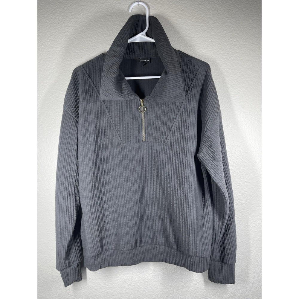 Buckle Black Textured Pullover Womens Sz Small Athletic Fit Quarter Zip Black